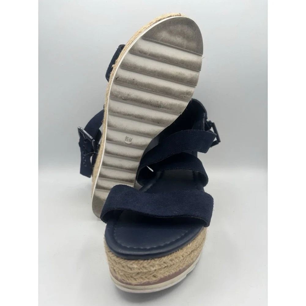 Marc Fisher Zaide Espadrille Dark Blue Suede‎ Platform Wedge size 9.5
